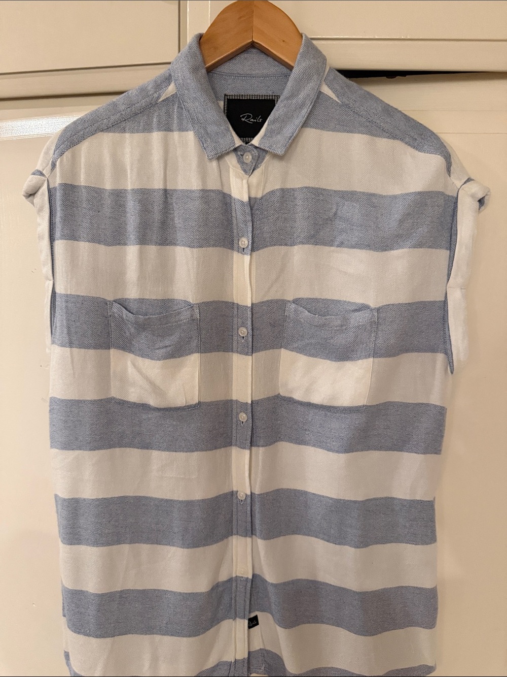 Rails Blue & White Striped Short-Sleeve Button-Down Shirt